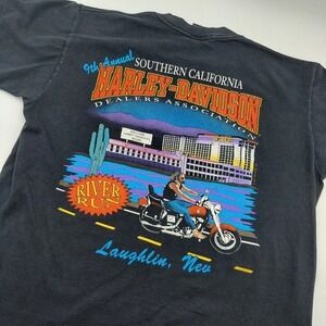 Vtg 90s Mens L Harley Davidson Laughlin River Run T Shirt USA Riverside Casino